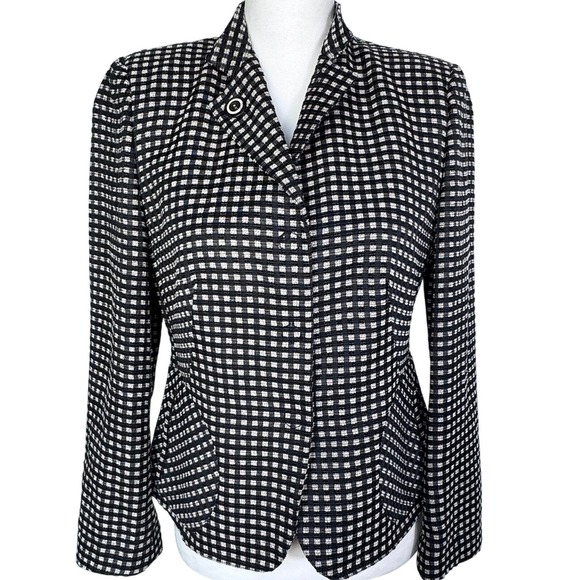 Armani Collezioni Jackets & Blazers - Armani Collezioni Black and White Windowpane Blazer
